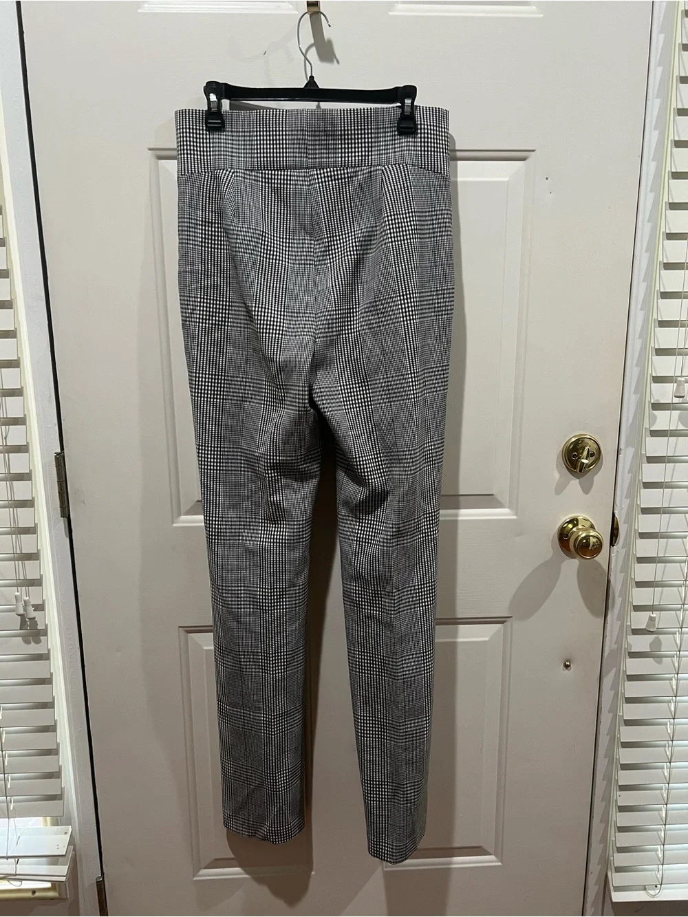 Zara Gray & Black Glen Plaid High-Waist Button Trousers